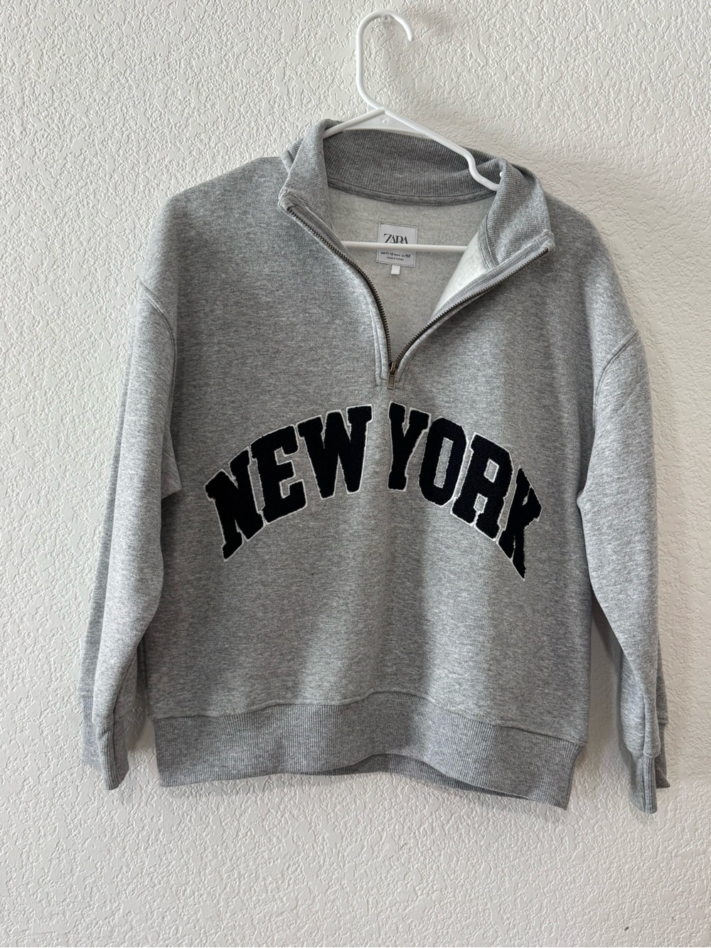 Zara boys “New York” embroidered quarter zip up